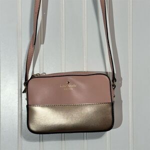 Kate Spade Ivy Street Clover Crossbody Bag Leather Blush Pink Gold Purse
